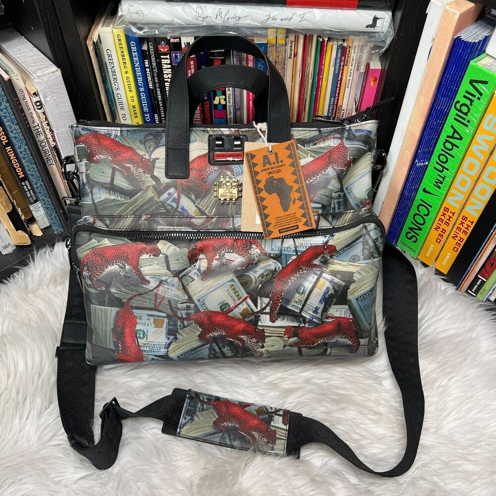 SPRAYGROUND BAG RED LEOPARD MONEY TRAVEL CASE / MESSENGER BAG